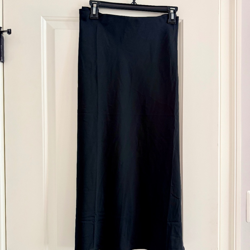 J Crew Gwyneth Black Satin Slip Skirt